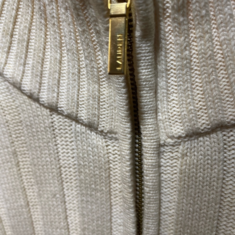 LAUREN RALPH LAUREN CREAM MOCK NECK RIBBED 1/4 ZIP LS SWEATER SIZE LARGE - Picture 3 of 15